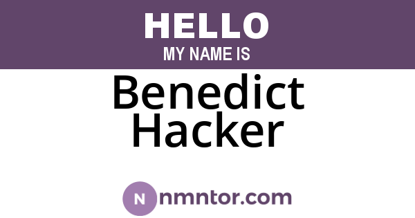 Benedict Hacker
