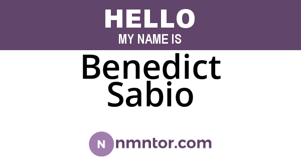 Benedict Sabio