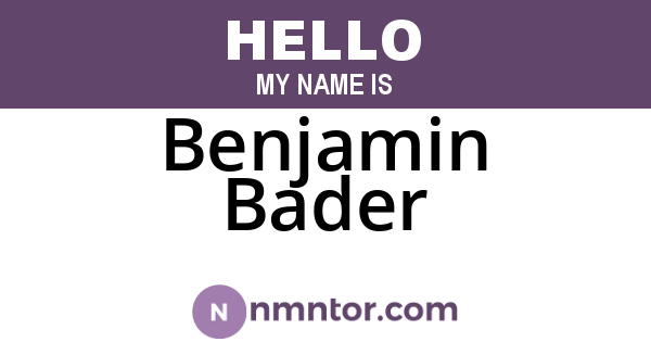 Benjamin Bader