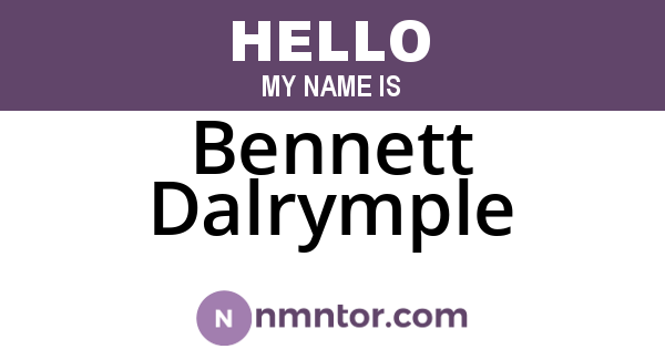 Bennett Dalrymple