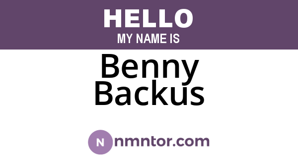 Benny Backus