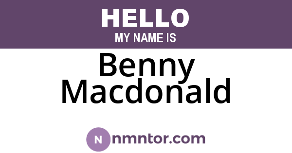 Benny Macdonald