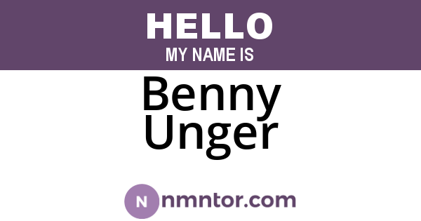Benny Unger