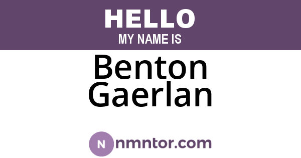Benton Gaerlan