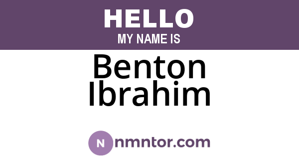 Benton Ibrahim
