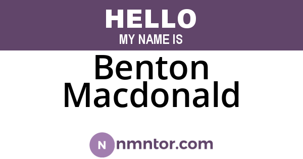 Benton Macdonald