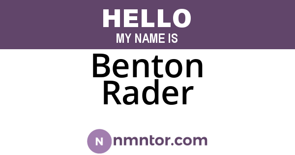 Benton Rader