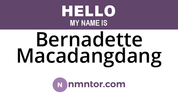 Bernadette Macadangdang