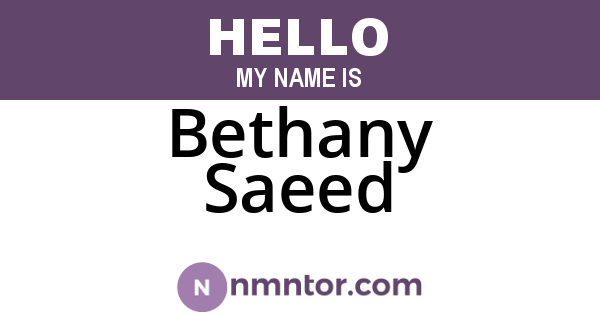 Bethany Saeed