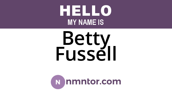 Betty Fussell