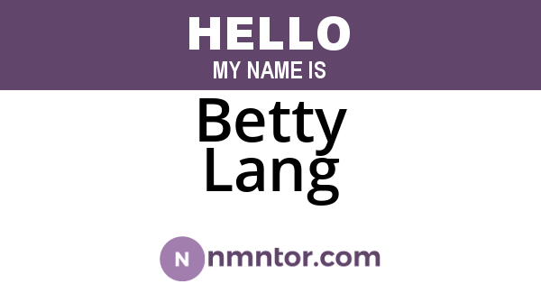Betty Lang