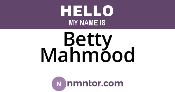 Betty Mahmood