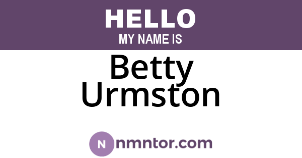 Betty Urmston