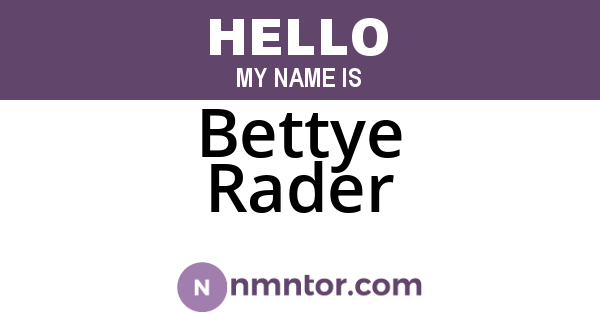 Bettye Rader