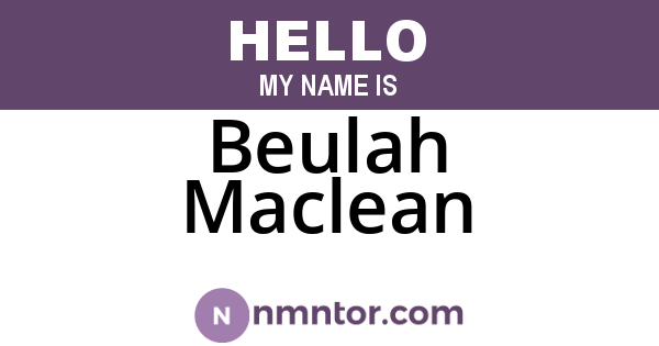 Beulah Maclean