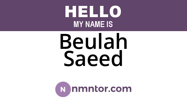 Beulah Saeed