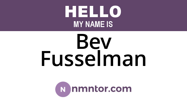 Bev Fusselman