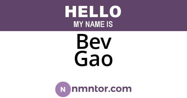 Bev Gao