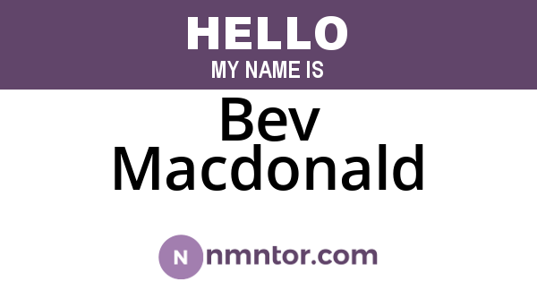 Bev Macdonald