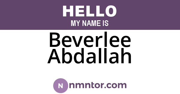Beverlee Abdallah