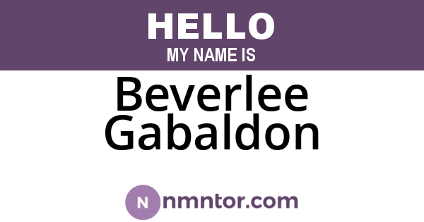 Beverlee Gabaldon