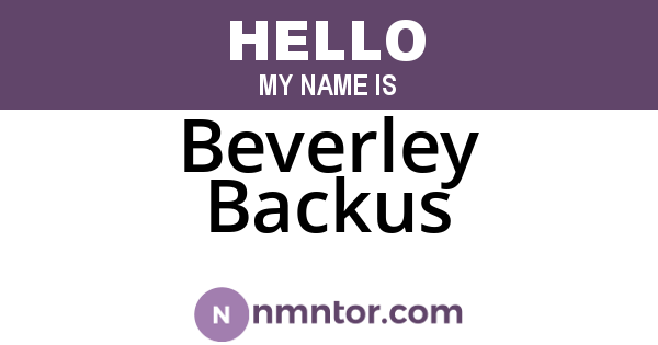 Beverley Backus