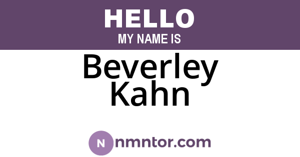 Beverley Kahn