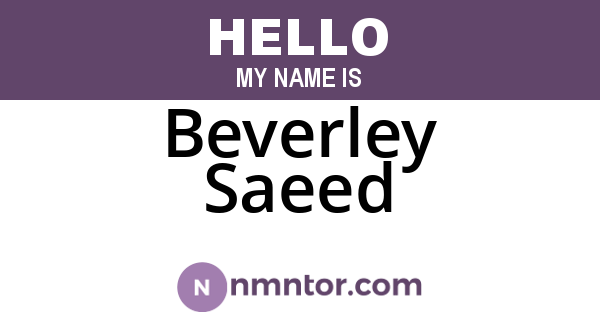 Beverley Saeed