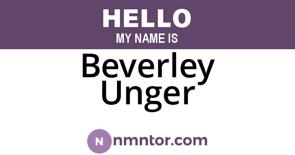 Beverley Unger