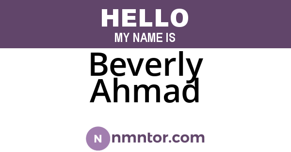 Beverly Ahmad