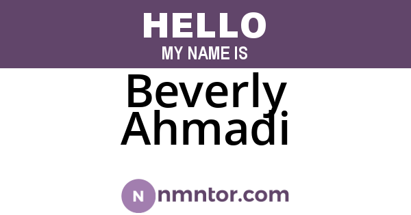 Beverly Ahmadi