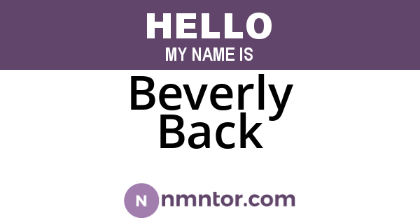 Beverly Back