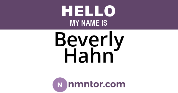 Beverly Hahn