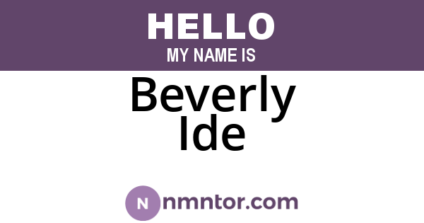 Beverly Ide