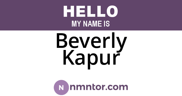 Beverly Kapur
