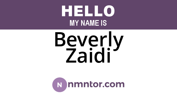 Beverly Zaidi
