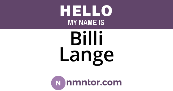Billi Lange