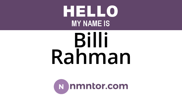 Billi Rahman