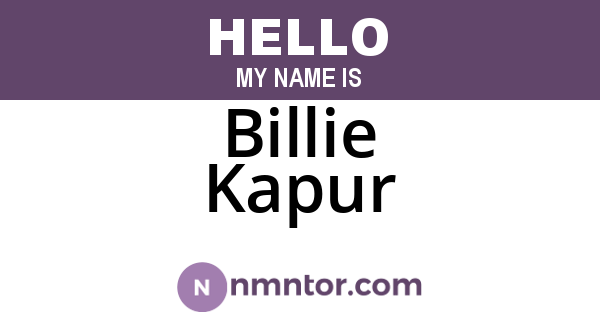 Billie Kapur