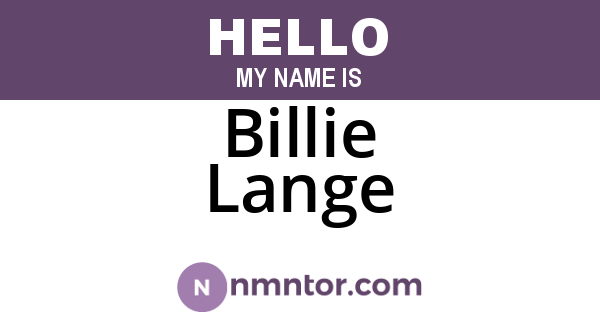 Billie Lange