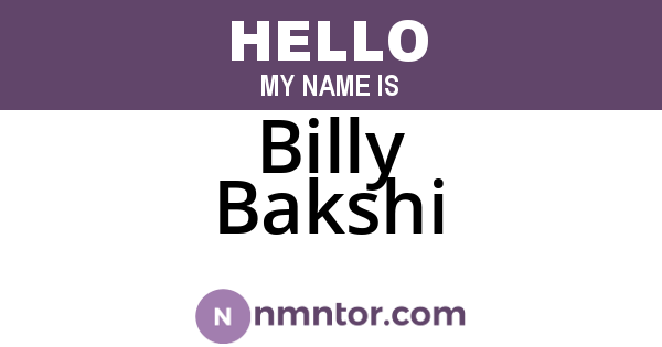Billy Bakshi