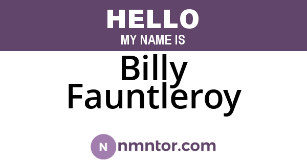 Billy Fauntleroy