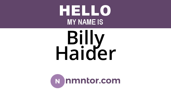 Billy Haider