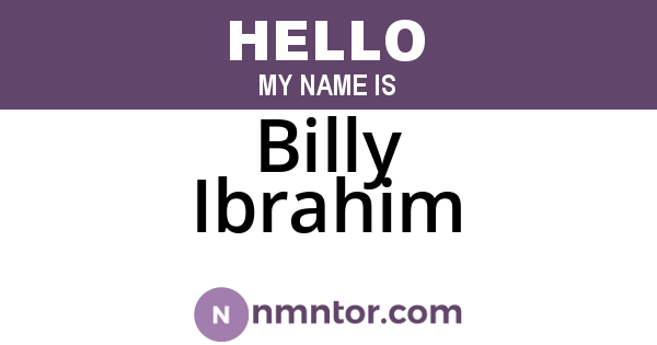 Billy Ibrahim