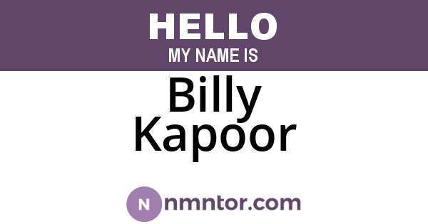 Billy Kapoor