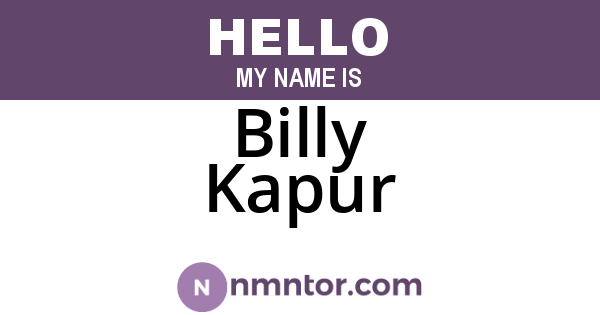 Billy Kapur