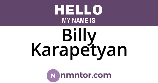Billy Karapetyan