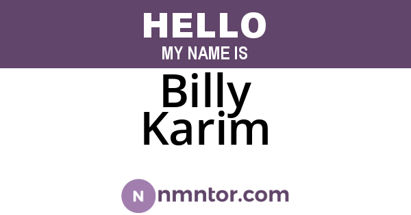 Billy Karim
