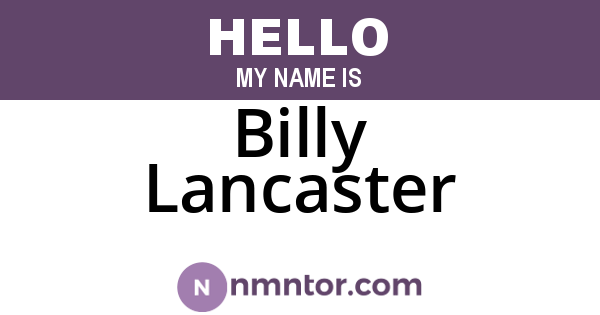 Billy Lancaster