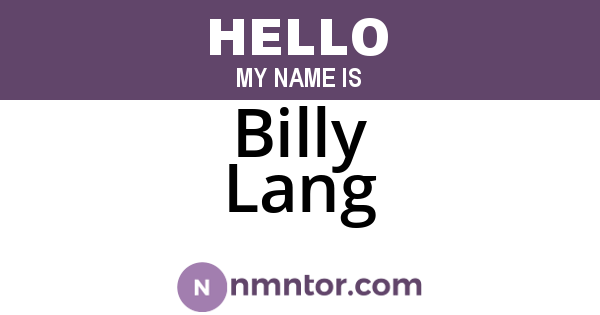 Billy Lang